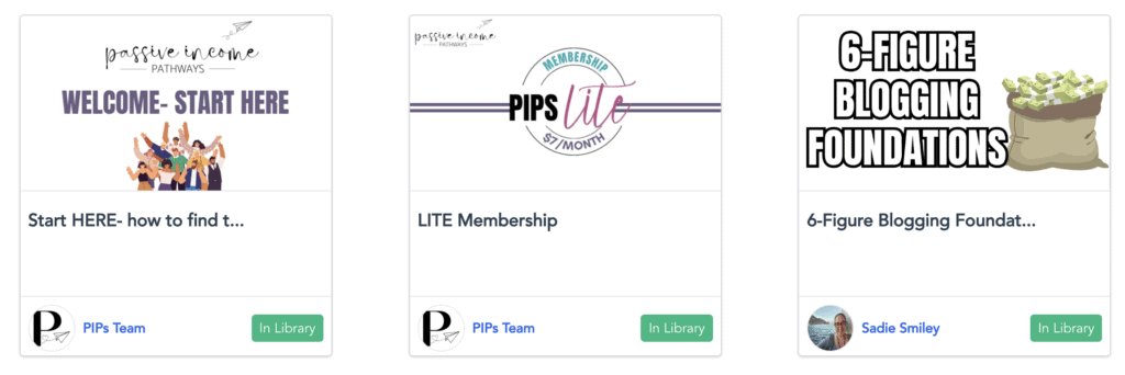 Screenshot from the PIPS Lite membership