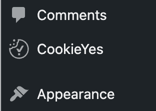 Screenshot: CookieYes settings tab in the WordPress admin area

